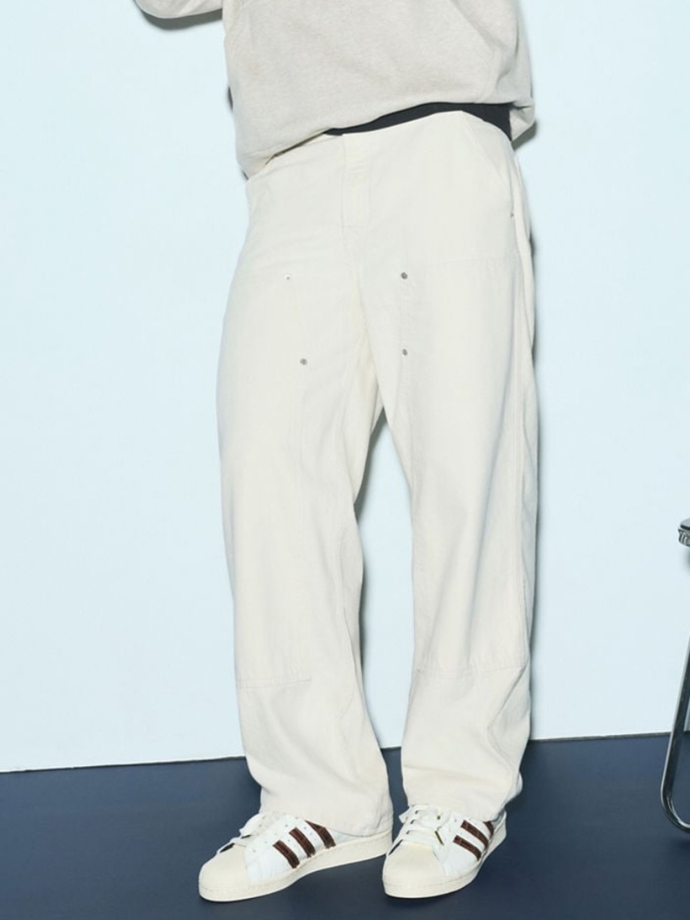 Men's Cream Straight-Leg Cotton Chinos - fabletics baggy jean